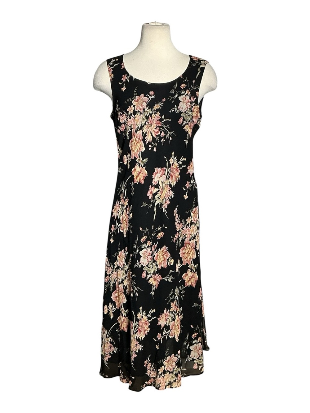 Vintage Y2K Casual Corner Floral Print Midi Shift Dress